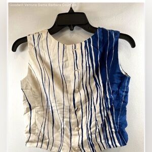 Christian Dior Navy and Cream Striped Blouse
